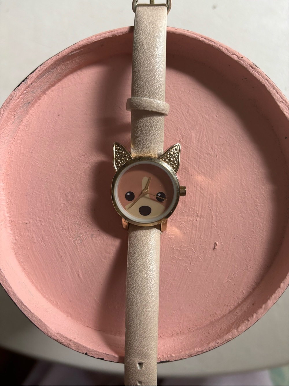 Vintage Gold-tone Chihuahua Dog Face Watch